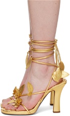 Burberry Gold Ivy Flora Heeled Sandals