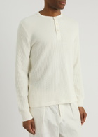 Wax London Halton Waffle Cotton Henley T-shirt Cream