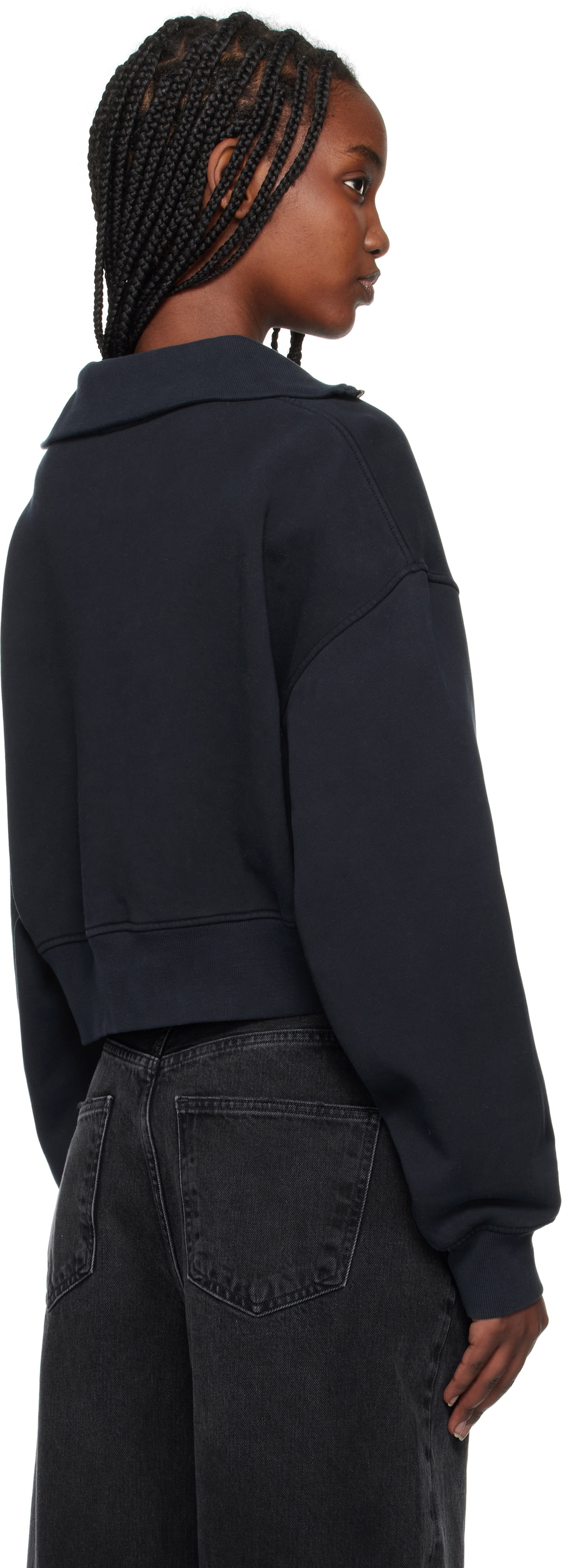 AGOLDE Navy Bethan Quarter Zip Sweatshirt