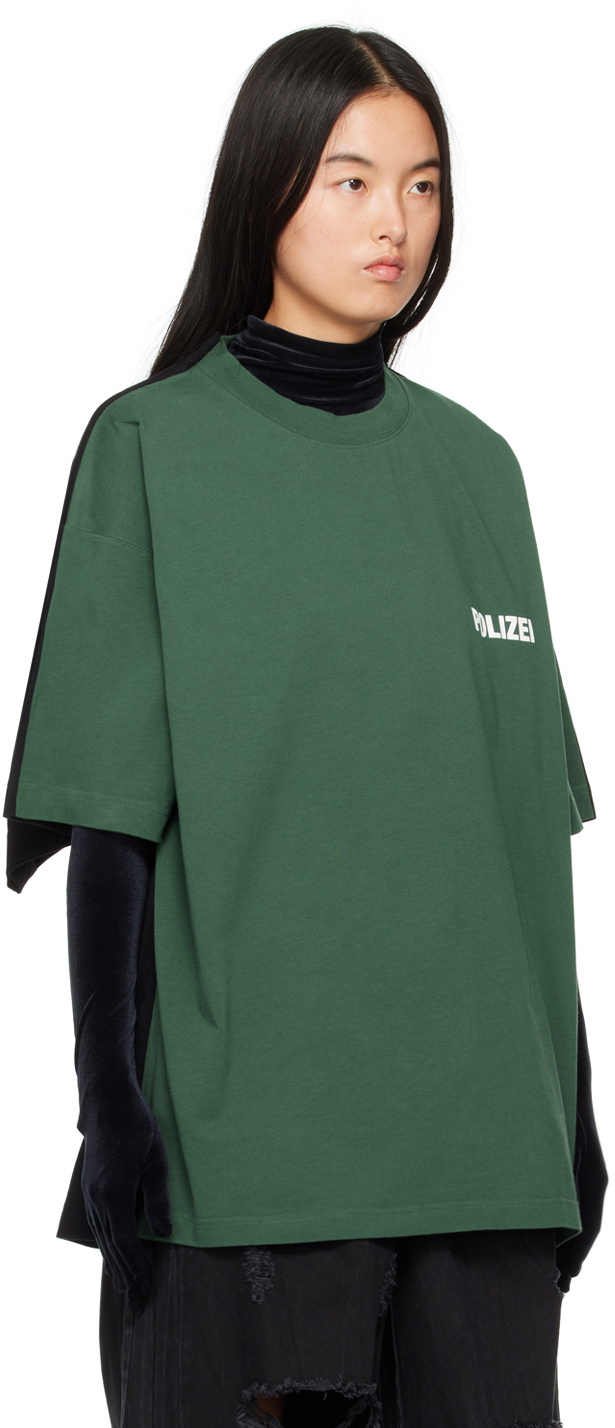 VETEMENTS Green 'Polizei' & 'Securite' Double T-Shirt Vetements