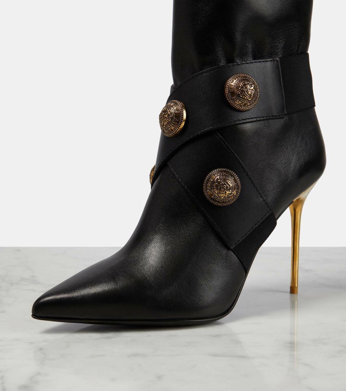 BALMAIN 26S KNEE-HIGH BOOTS 75 MM IN BLACK CALFSKIN