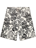 MARNI - Wide-Leg Printed Cotton-Poplin Drawstring Shorts - White - IT 44