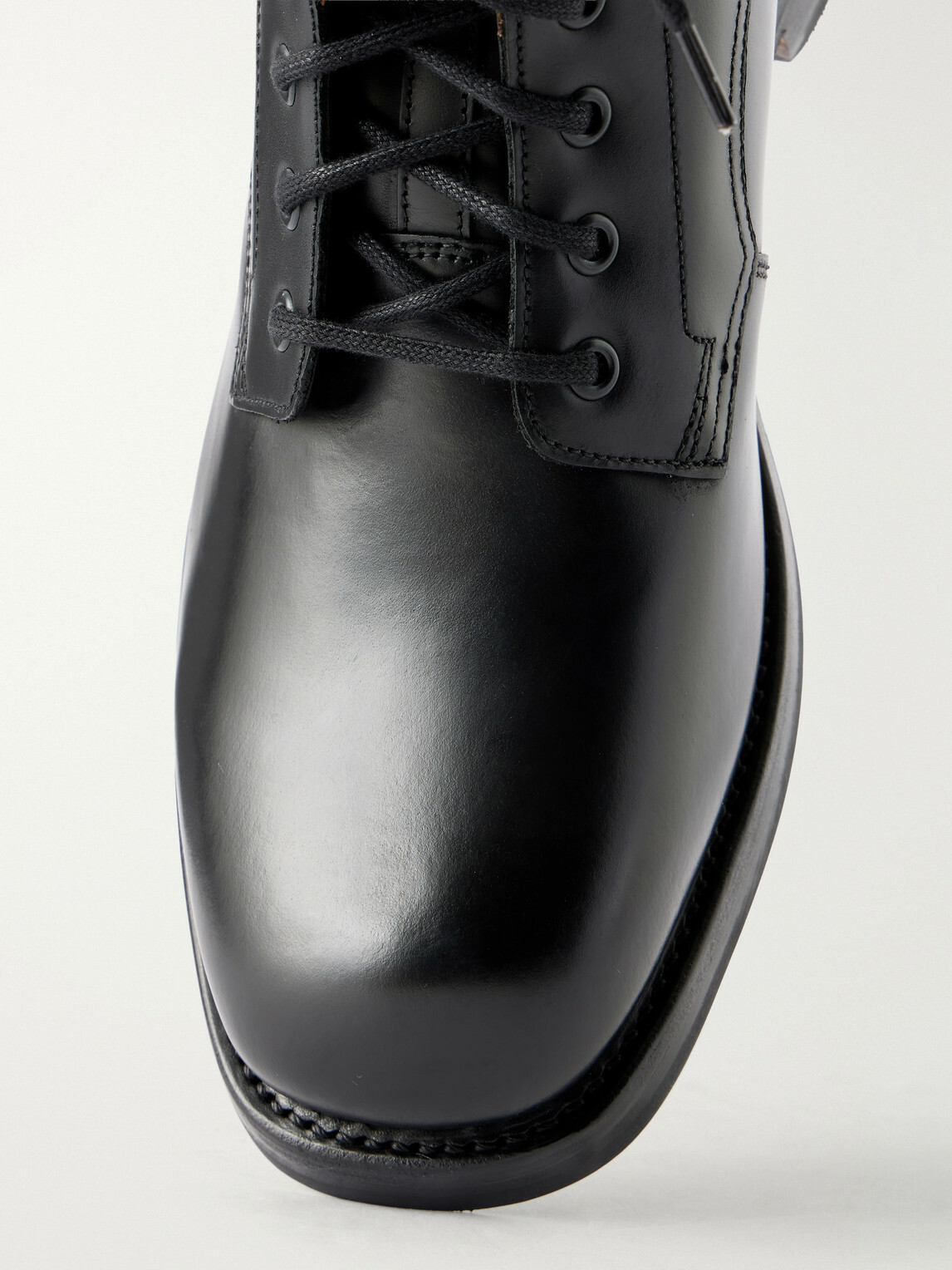 Grenson - Barlow Suede-Trimmed Leather Lace-Up Boots - Black