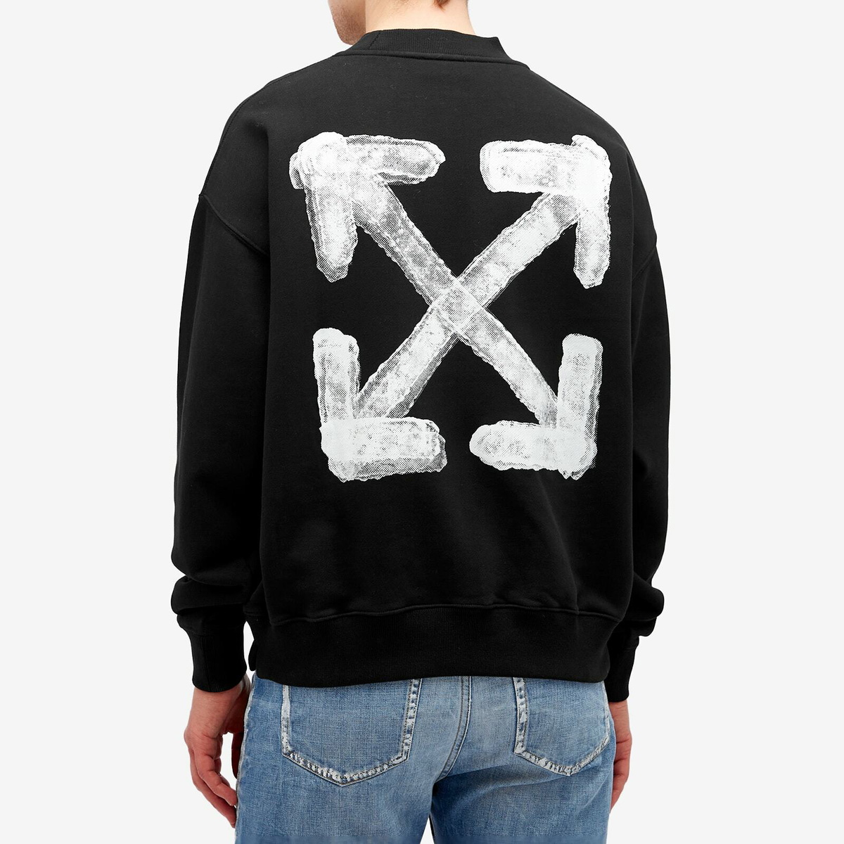 Off-White Men's Spray Arrow Skate Crew Sweat in Black/White Off-White