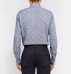 Hugo Boss - Navy Slim-Fit Prince of Wales Checked Cotton and Linen-Blend Shirt - Blue