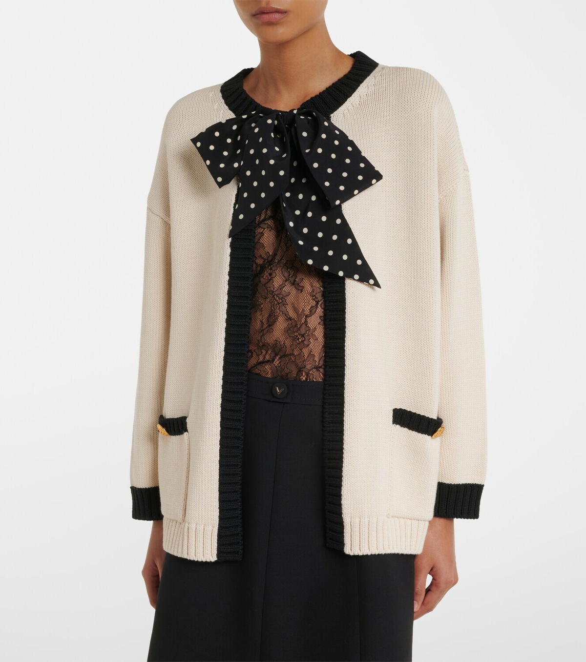 Valentino Bow-detail cotton-blend cardigan