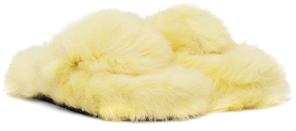 Acne Studios Yellow Shearling Sandals