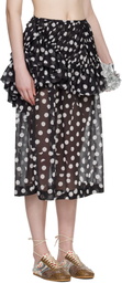 Dries Van Noten Black Layered Polka Dot Midi Skirt