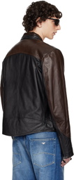OUR LEGACY WORK SHOP Emporio Armani Black & Brown Grande Trix Leather Jacket
