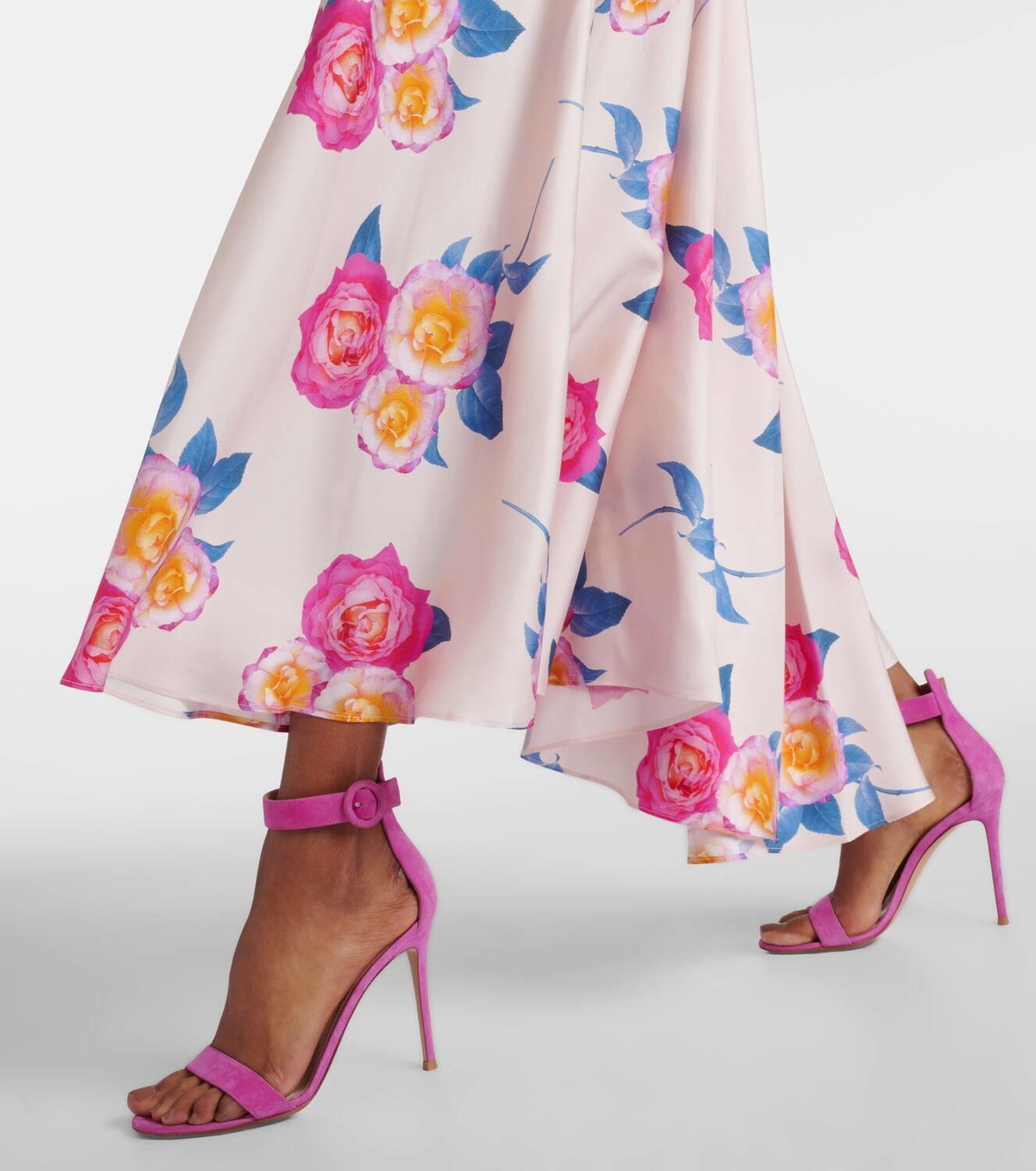 Rodarte Floral silk twill midi dress