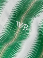 Wales Bonner - Cadence Grandad-Collar Poplin-Trimmed Striped Woven Shirt - Green