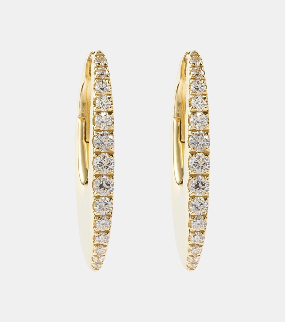 Melissa Kaye Lulu Medium 18kt gold hoop earrings with diamonds