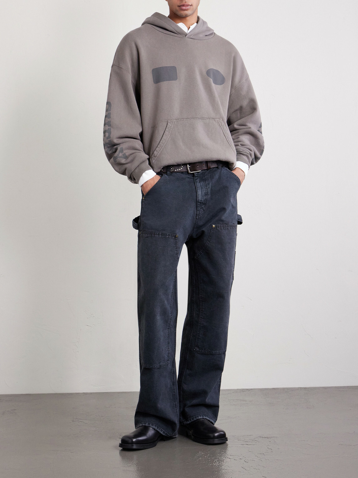 Cherry Los Angeles - Sun Faded Thermal Cotton-Fleece Hoodie - Gray