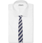 Thom Sweeney - 7.5cm Striped Cotton and Silk-Blend Tie - Blue