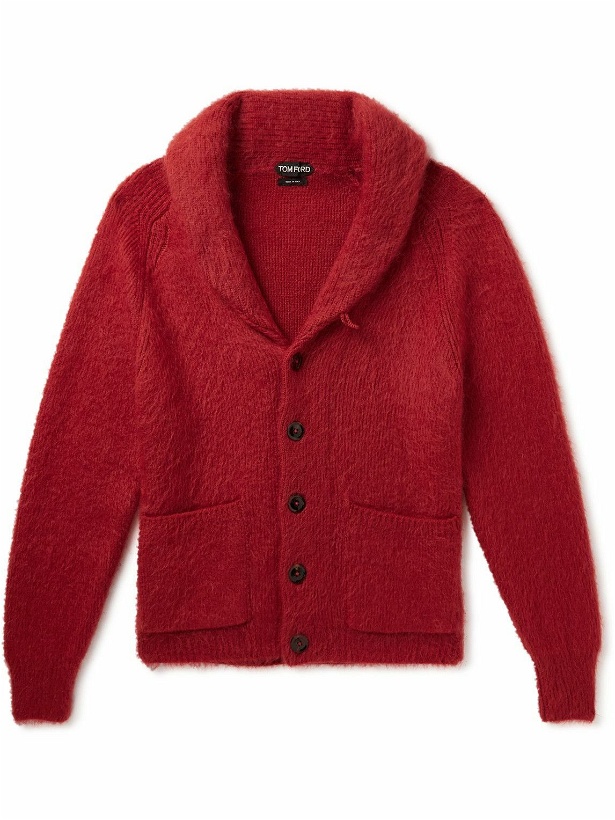 Photo: TOM FORD - Shawl-Collar Wool, Silk and Mohair-Blend Cardigan - Red