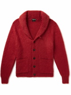 TOM FORD - Shawl-Collar Wool, Silk and Mohair-Blend Cardigan - Red