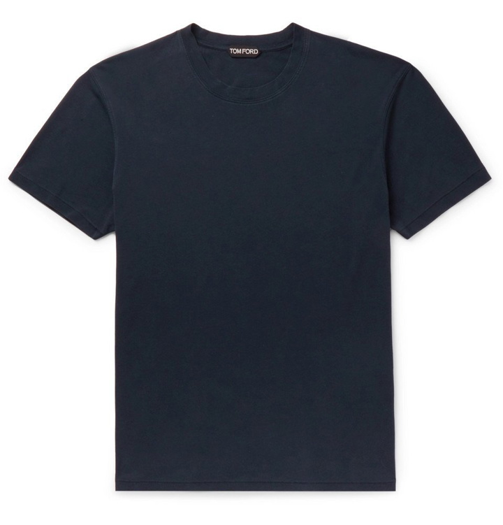 Photo: TOM FORD - Lyocell and Cotton-Blend Jersey T-Shirt - Navy