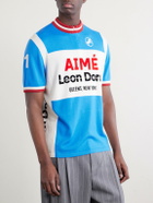 Aimé Leon Dore - Logo-Detailed Merino Wool Half-Zip T-Shirt - Blue
