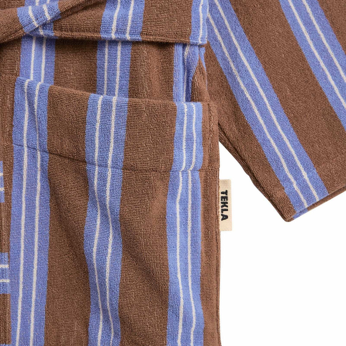Tekla Fabrics Terry Hooded Bathrobe in Chestnut Stripes