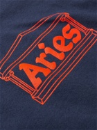 ARIES - Logo-Print Cotton-Jersey T-Shirt - Blue