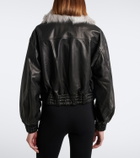 Nour Hammour Shearling-trimmed leather blouson jacket