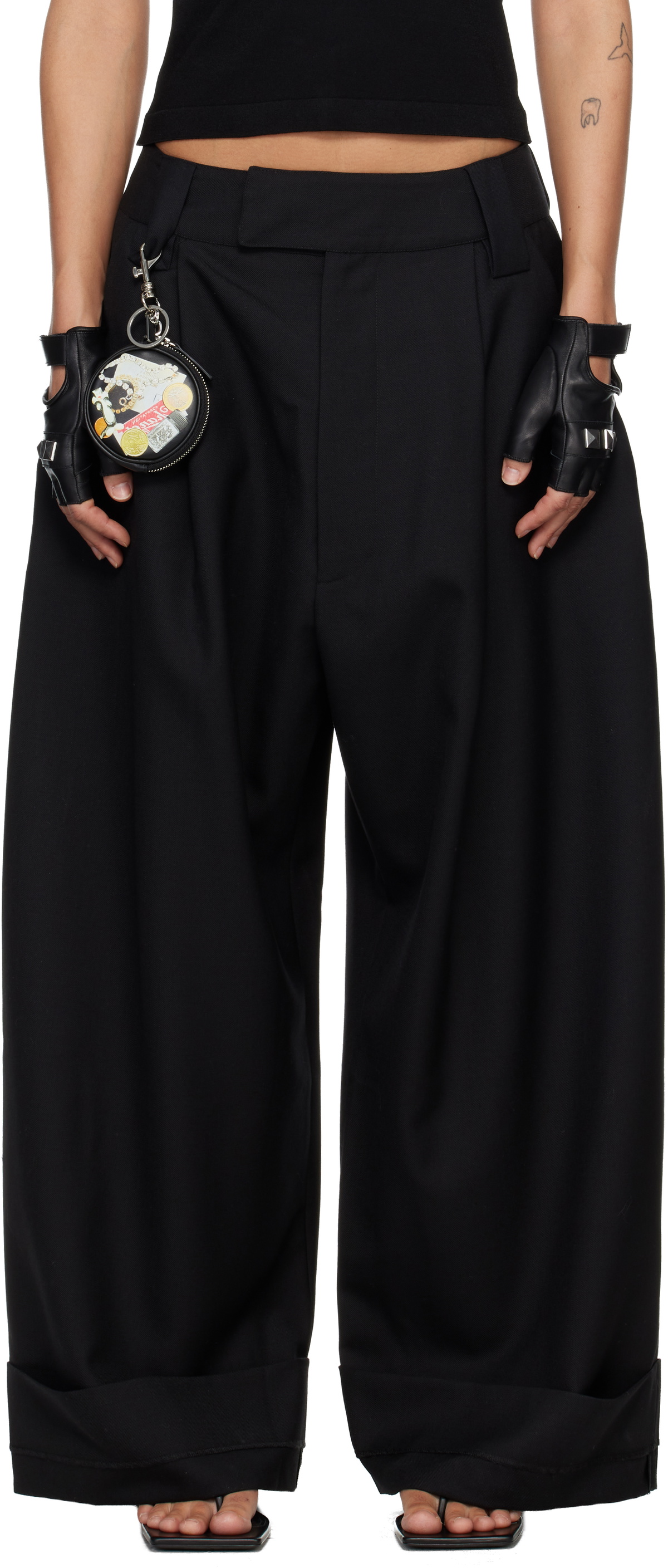 VAQUERA Black Wide-Leg Baby Trousers