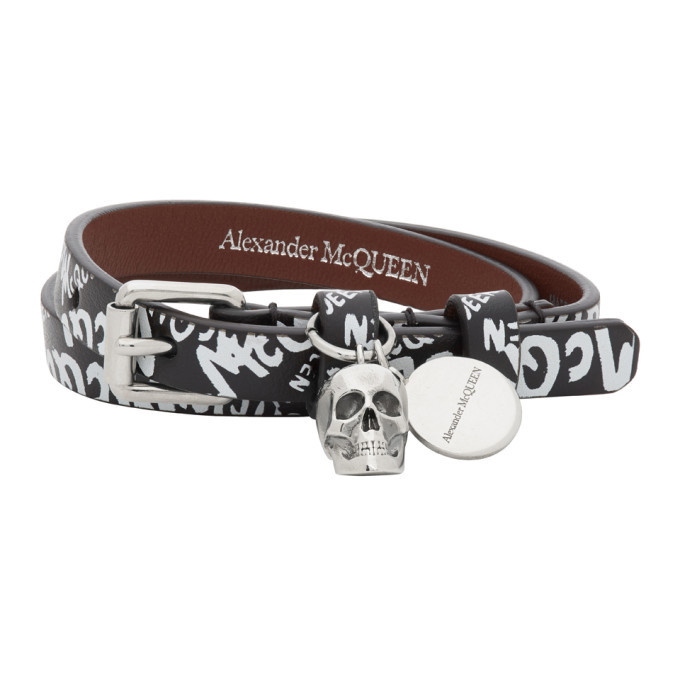 553761WHGP01000 - Alexander McQueen Oversized 'All Black'  RvceShops - Alexander  McQueen logo lettering adjustable bracelet