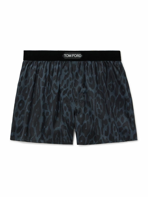 Photo: TOM FORD - Cheetah-Print Stretch-Silk Boxer Shorts - Black