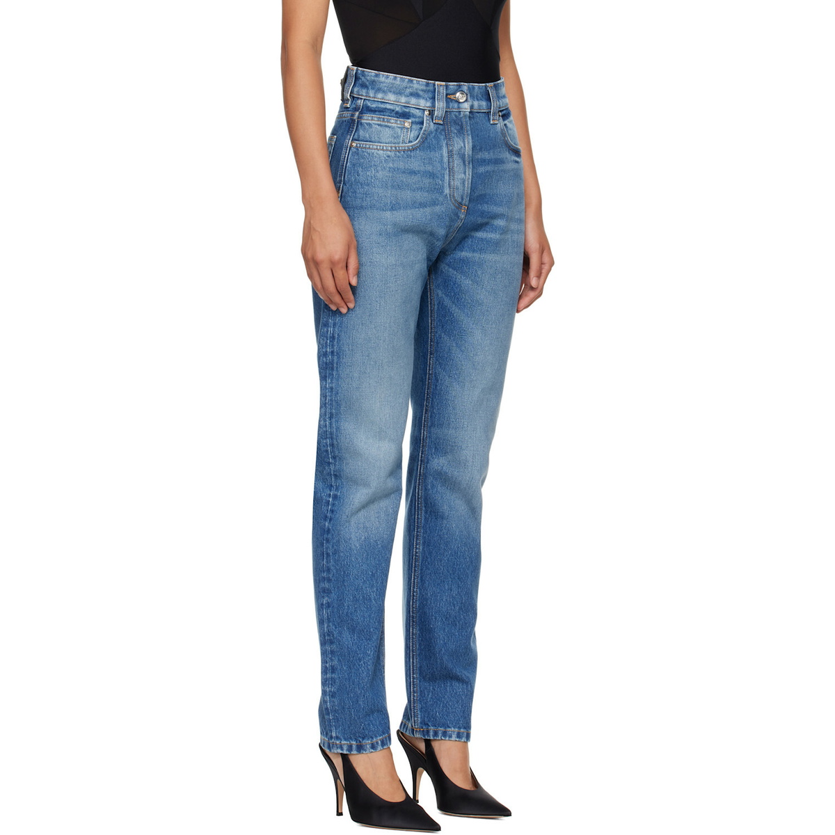 Versace Blue High Waist Straight Jeans