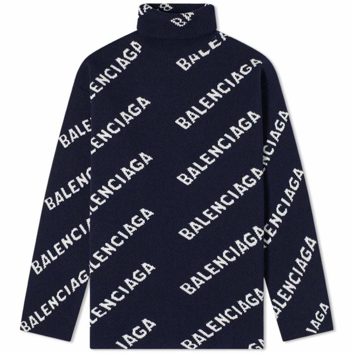 Photo: Balenciaga All Over Logo Intarsia Turtleneck Knit