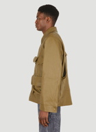 Pockets Leather Jacket in Khaki