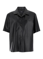 ARMA cave Black Oversize Shirt With Notched Collar In Leather Man