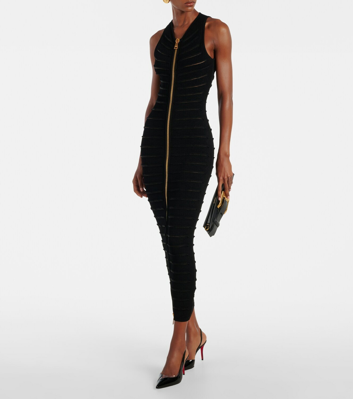 Balmain Knitted cutout midi dress