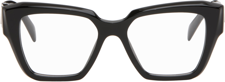 Photo: Prada Eyewear Black Symbole Rectangle Acetate Glasses