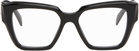Prada Eyewear Black Symbole Rectangle Acetate Glasses