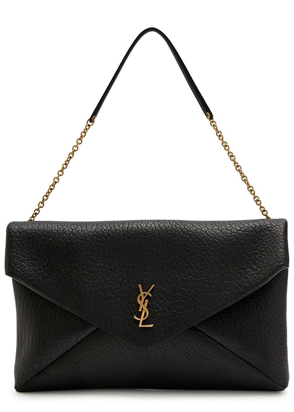 Photo: Saint Laurent Envelope Grained Leather Pouch - Black - One Size