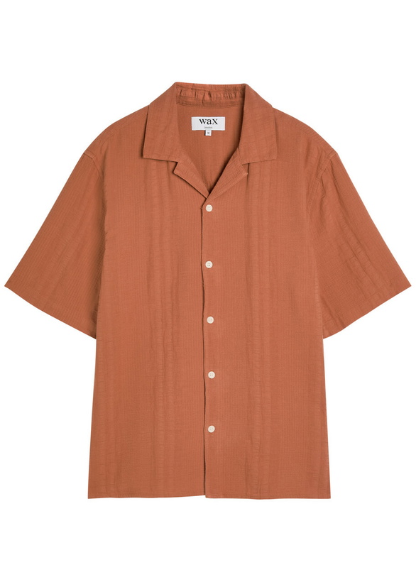 Photo: Wax London Didcot Seersucker Shirt Orange