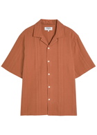 Wax London Didcot Seersucker Shirt Orange