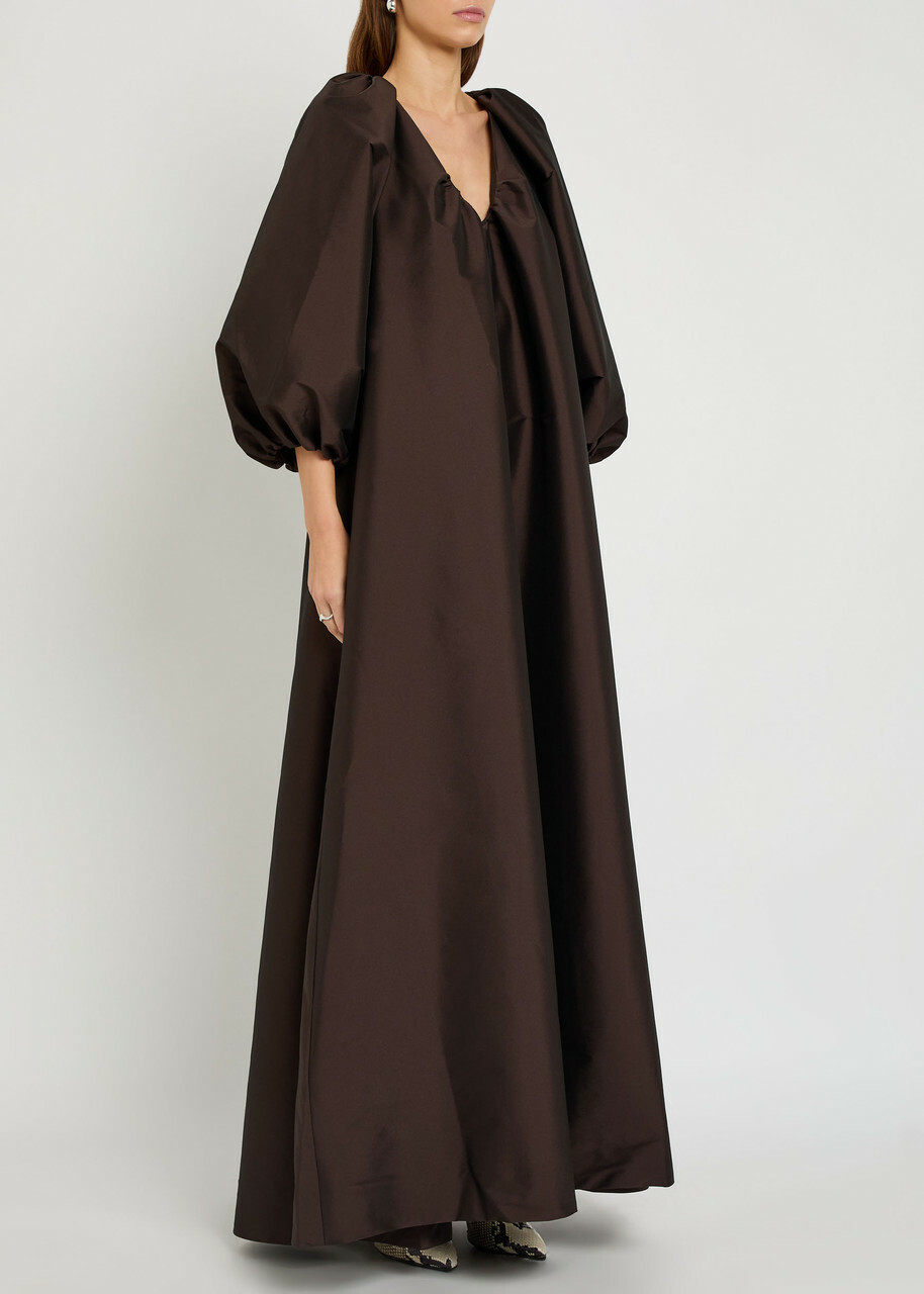 Bernadette George Stretch-taffeta Maxi Dress Dark Brown