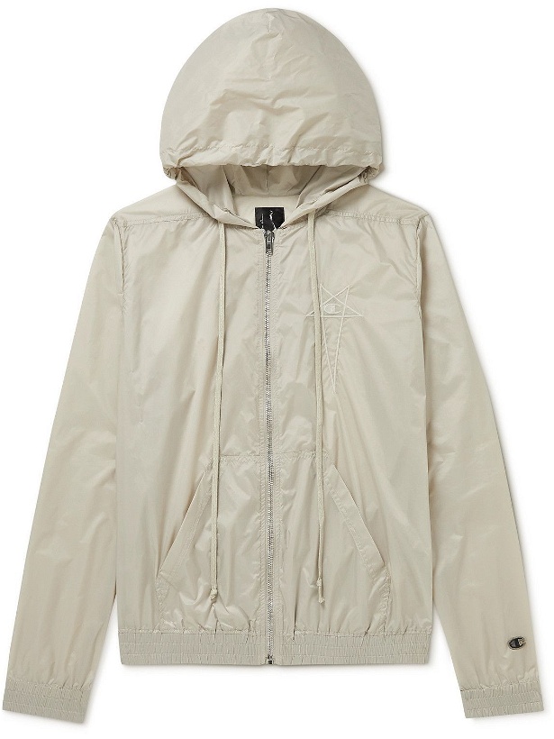 Photo: Rick Owens - Champion Jason's Logo-Embroidered Recycled Shell Hooded Jacket - Neutrals