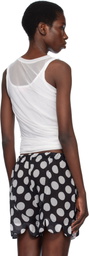 Charles Jeffrey LOVERBOY White Draped Mesh Tank Top