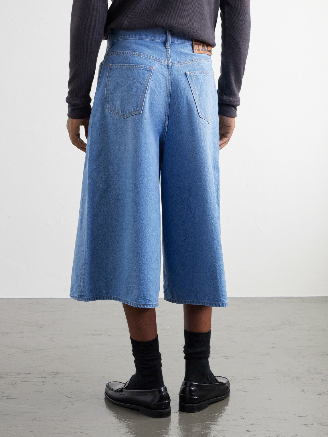 KAPITAL - Wide-Leg Pleated Denim Shorts - Blue