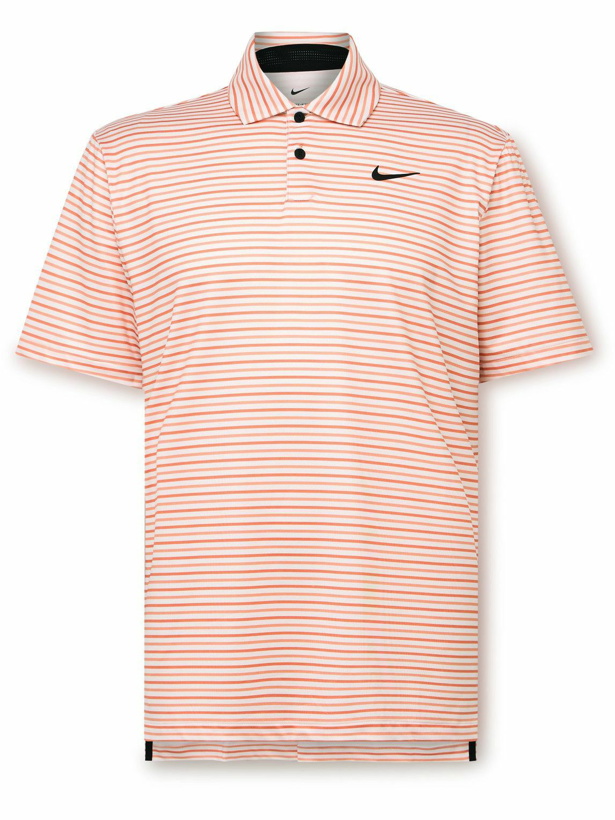 Photo: Nike Golf - Tour Striped Dri-FIT Golf Polo Shirt - Orange