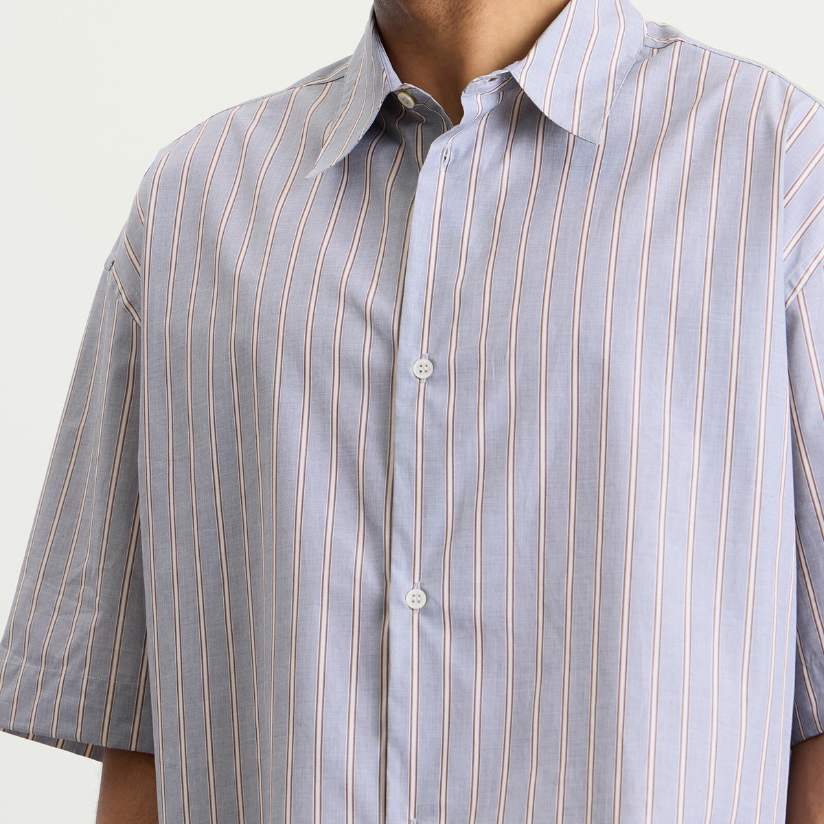 Studio Nicholson Men's Sanko Boxy Shirt in Grey/Brown