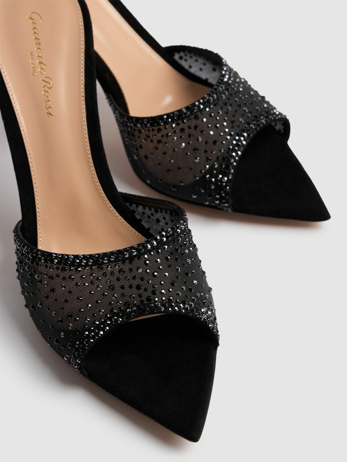 GIANVITO ROSSI 85mm Rania Suede & Organza Mules