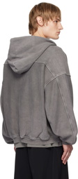 Alexander Wang Gray Oversize Star Logo-Print Zip-Up Hoodie