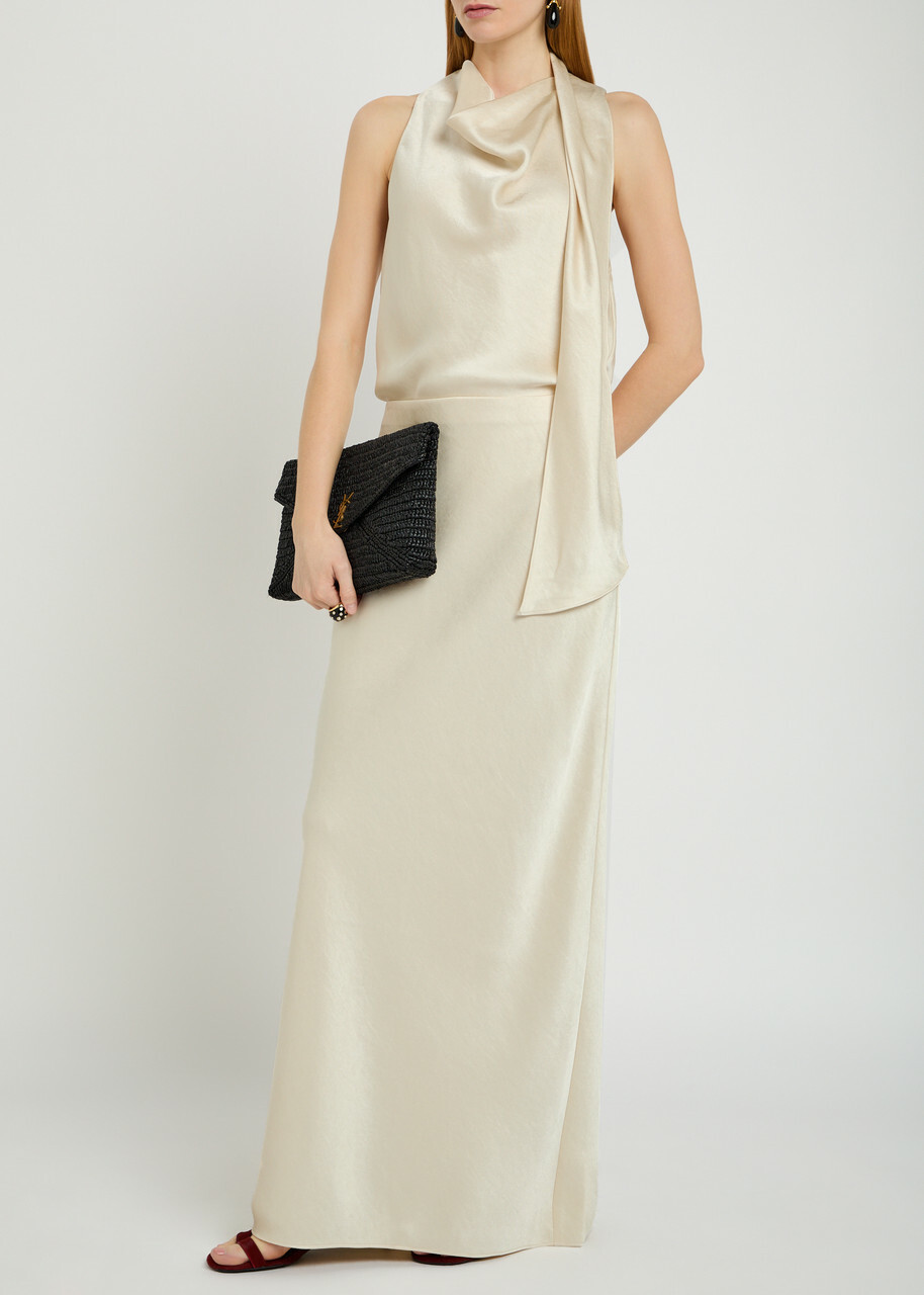 Vince Satin Maxi Skirt Cream