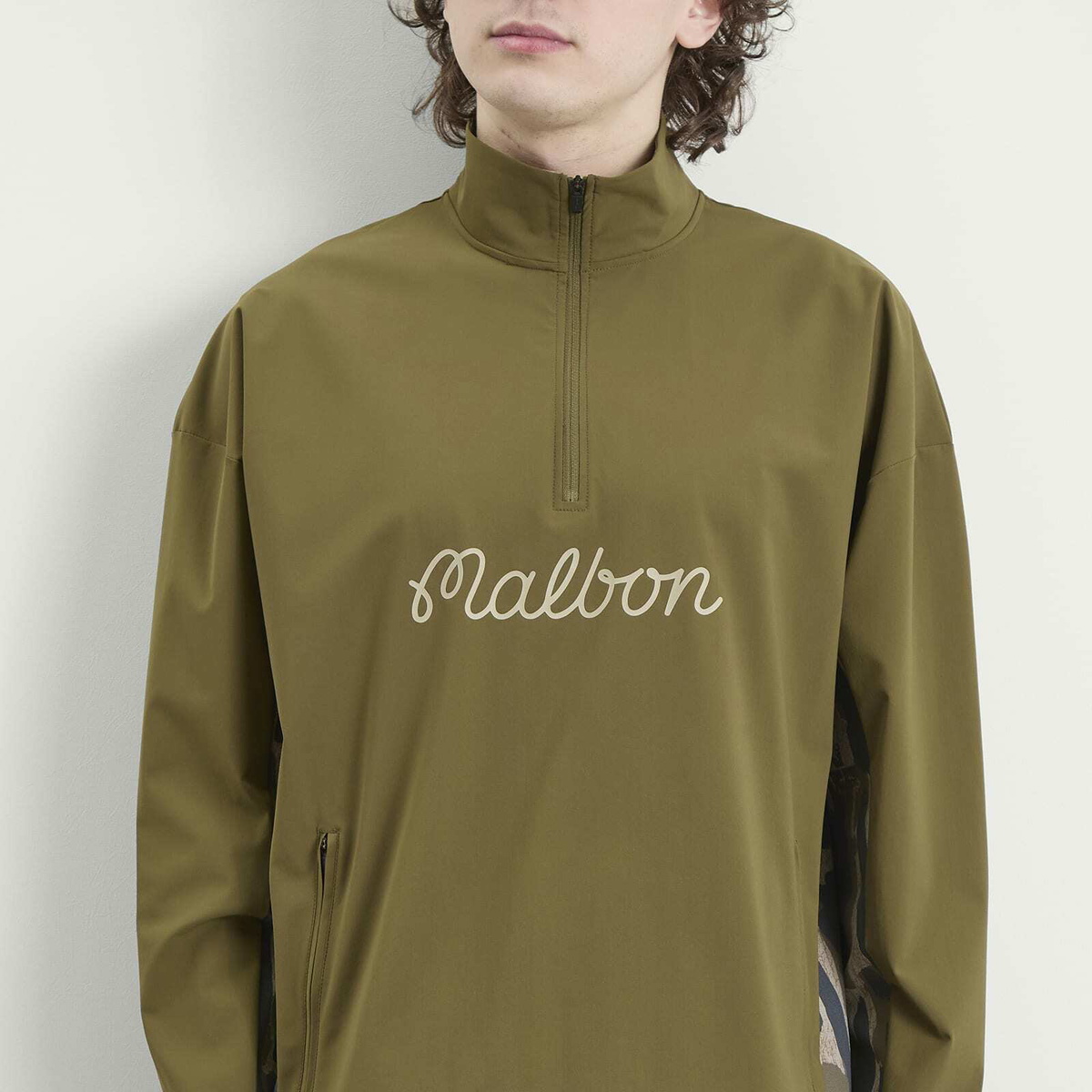 Malbon Men's Tour Divot Camo Performance Shell Jacket in Bark Camo