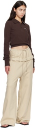 We11done Beige Layered Roll-Up Lounge Pants