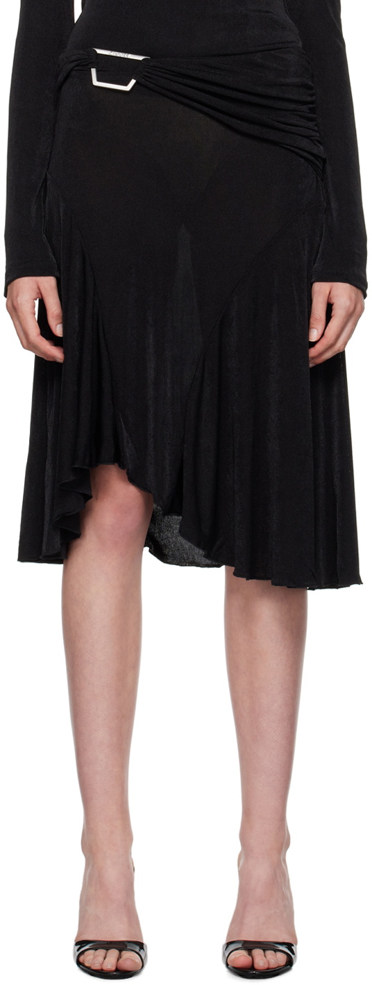 RUCHED MIDI SKIRT WITH WAIST TIE AND SLIT